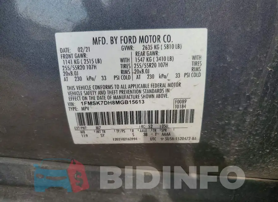 1FMSK7DH8MGB15613 Photo# 14