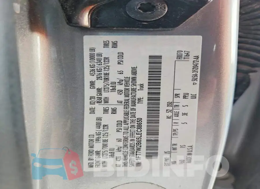 1FT7W2B65LEC88650 Photo# 13