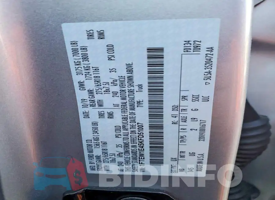 1FTEW1E45KFD51007 Photo# 12
