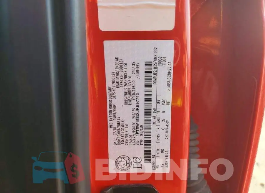 1FTEW1EGXJKE97743 Photo# 12
