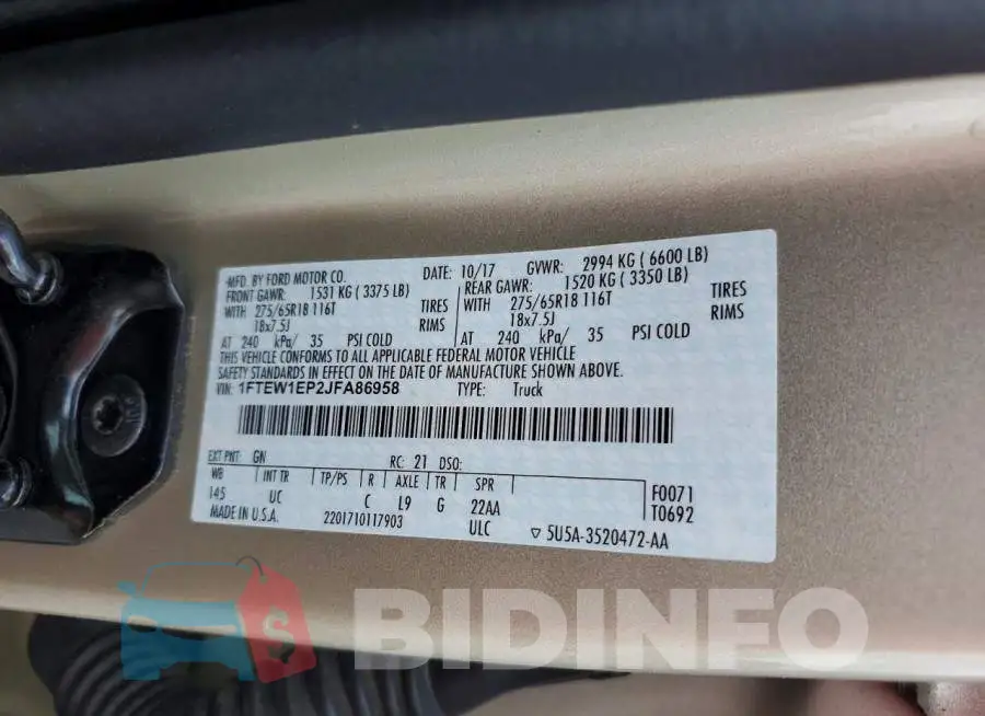 1FTEW1EP2JFA86958 Photo# 12