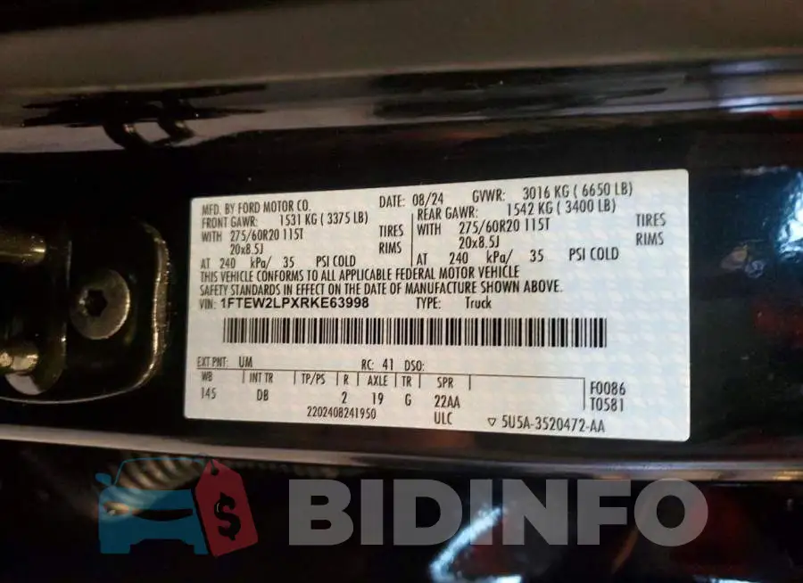 1FTEW2LPXRKE63998 Photo# 12