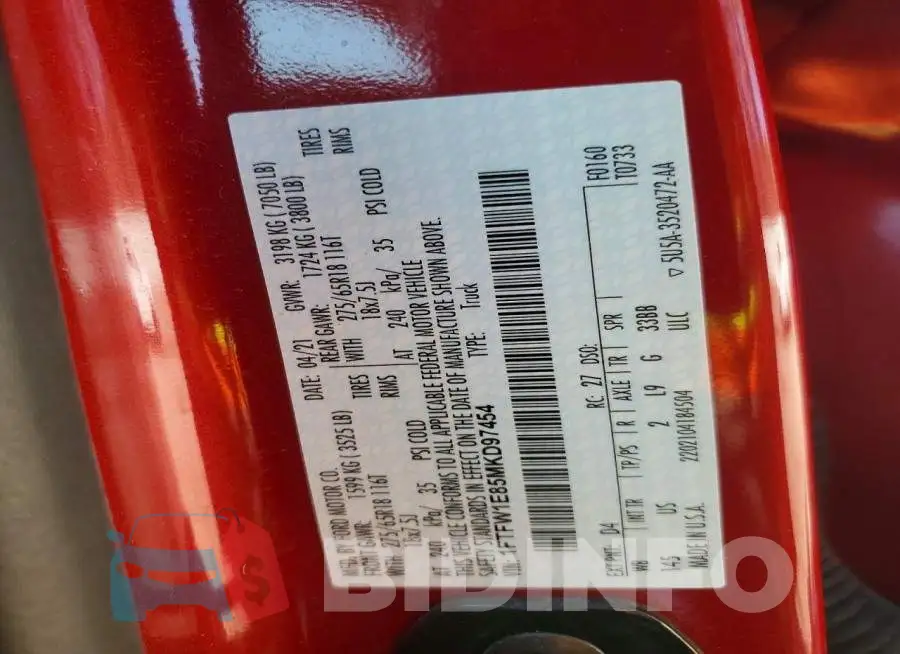 1FTFW1E85MKD97454 Photo# 13