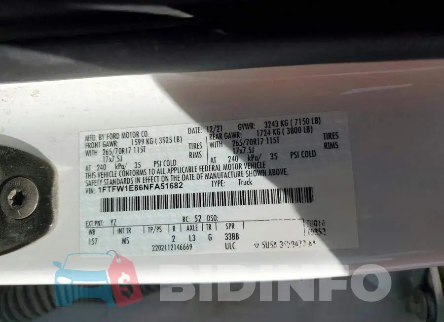 1FTFW1E86NFA51682 Photo# 12