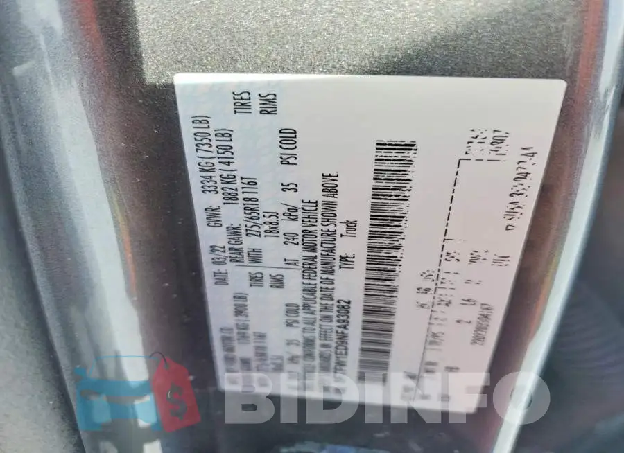 1FTFW1ED9NFA93082 Photo# 12
