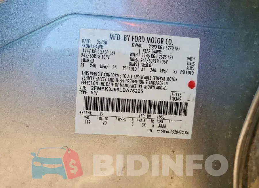 2FMPK3J99LBA76225 Photo# 13