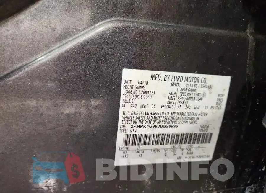 2FMPK4G99JBB98996 Photo# 13