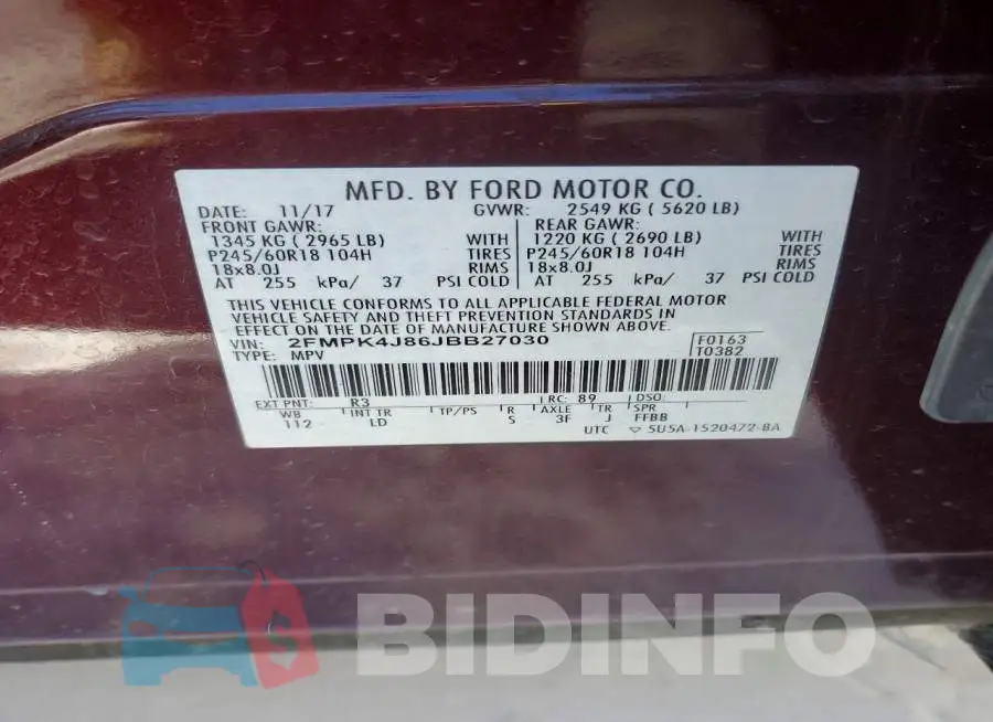 2FMPK4J86JBB27030 Photo# 14