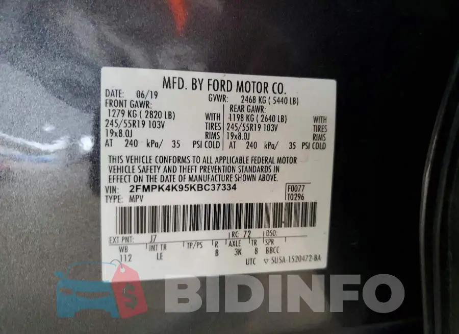 2FMPK4K95KBC37334 Photo# 12