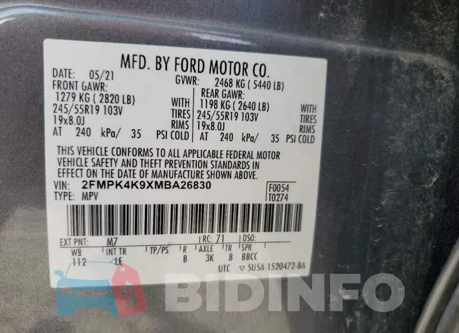 2FMPK4K9XMBA26830 Photo# 13