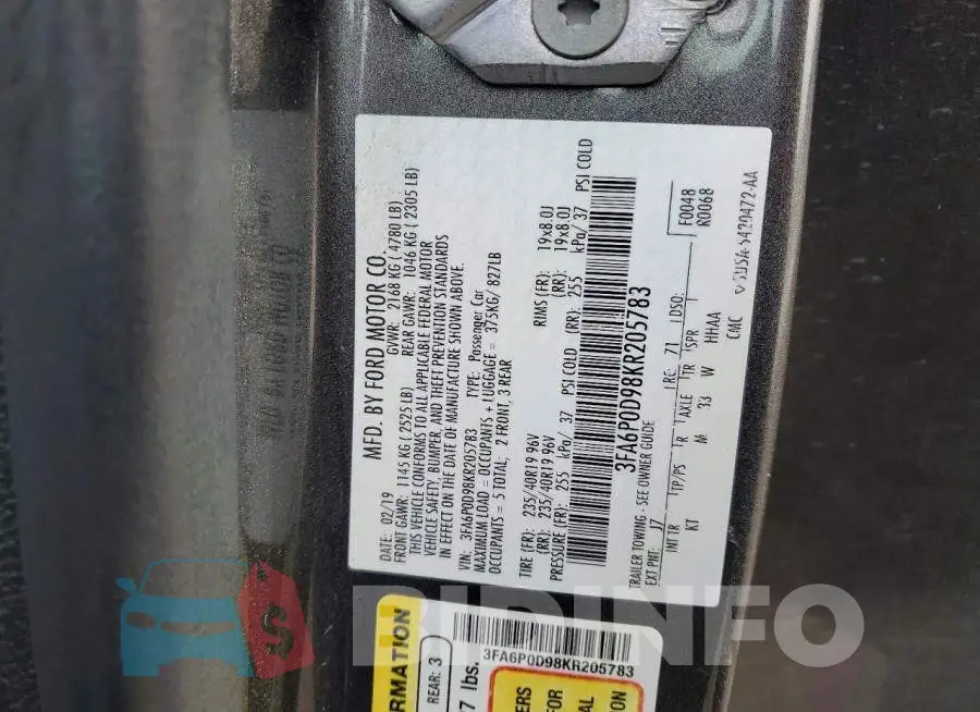 3FA6P0D98KR205783 Photo# 12