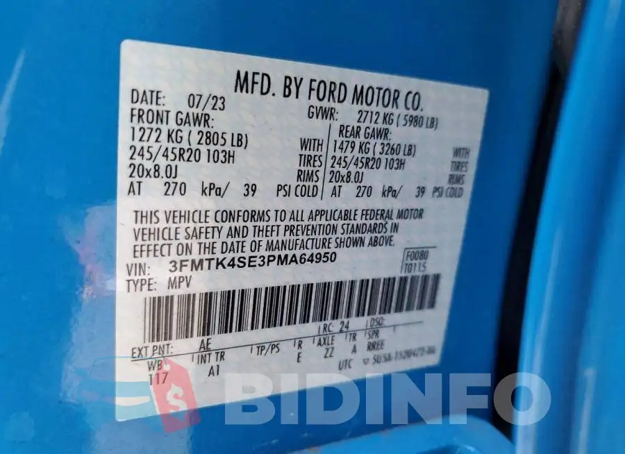 3FMTK4SE3PMA64950 Photo# 12