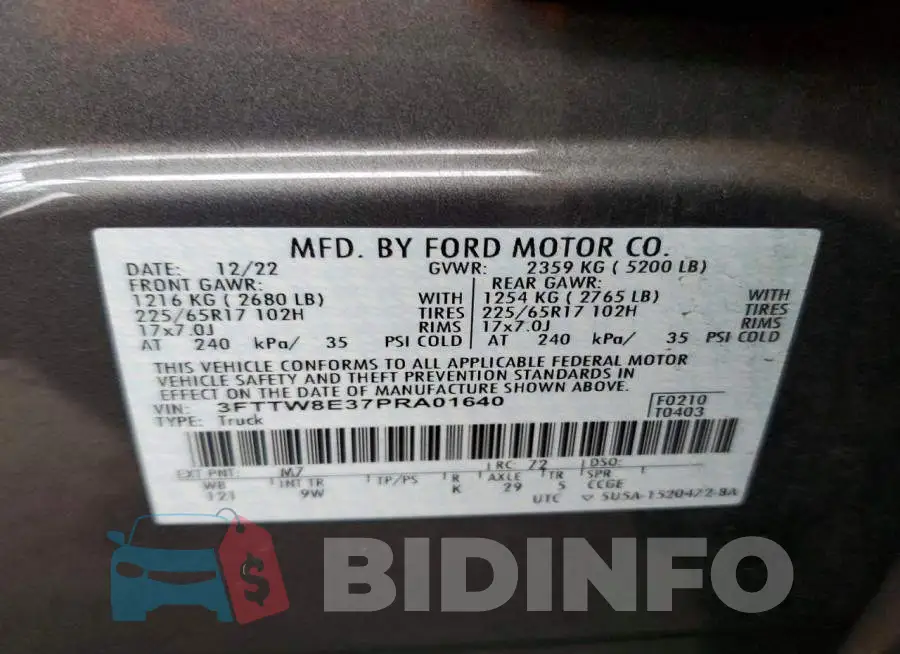 3FTTW8E37PRA01640 Photo# 12