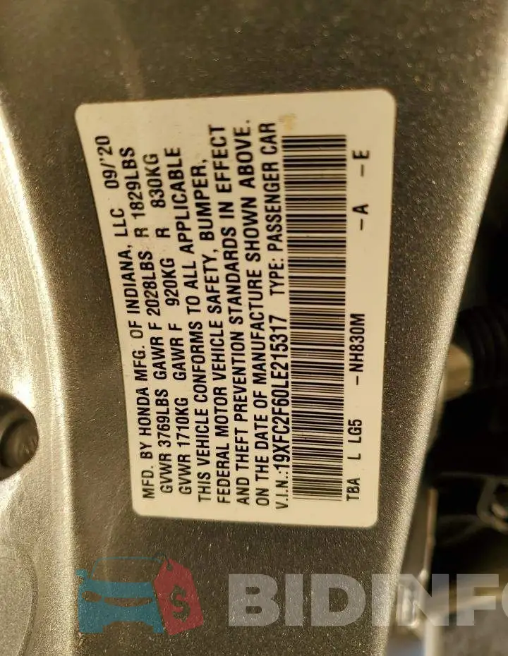 19XFC2F60LE215317 Photo# 12