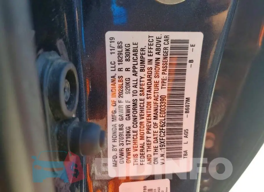 19XFC2F62LE003390 Photo# 12