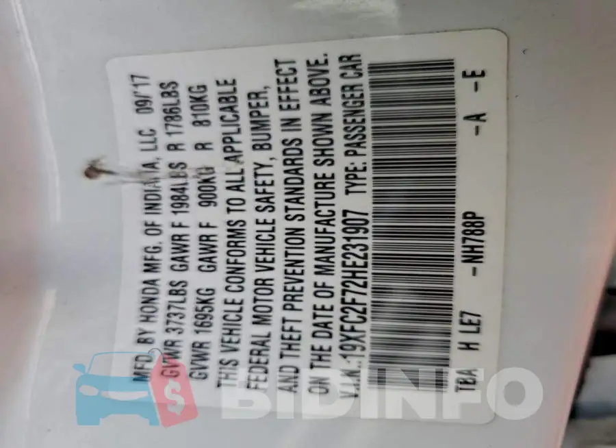 19XFC2F72HE231907 Photo# 12