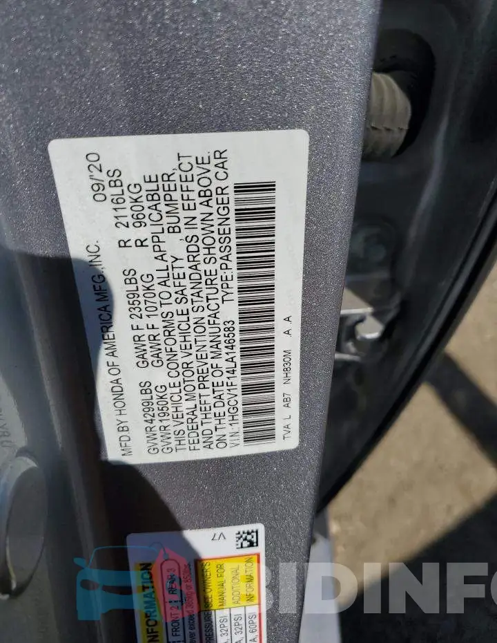 1HGCV1F14LA146583 Photo# 12