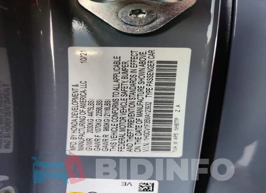 1HGCV1F35MA123932 Photo# 12
