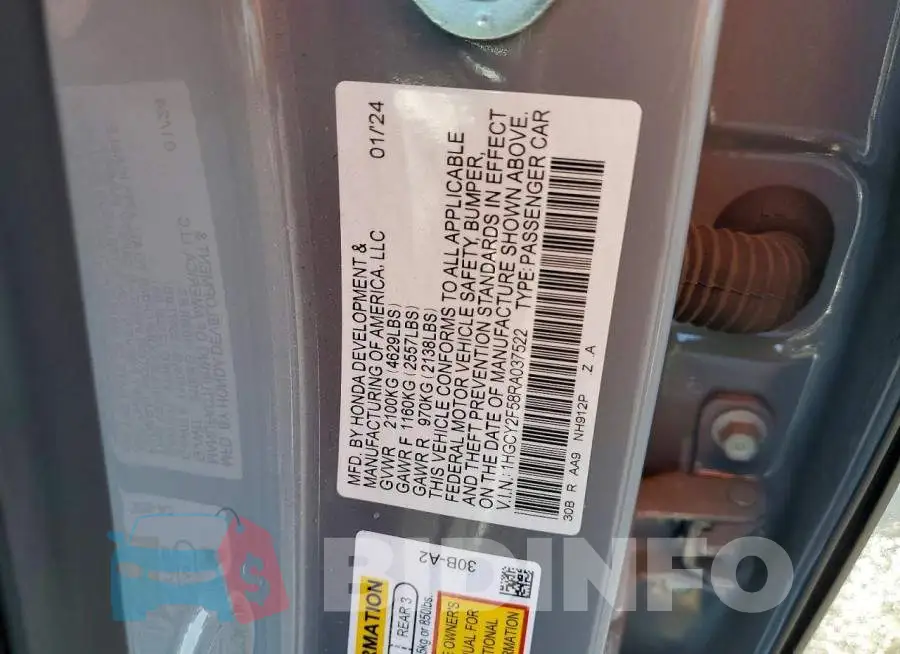 1HGCY2F58RA037522 Photo# 12