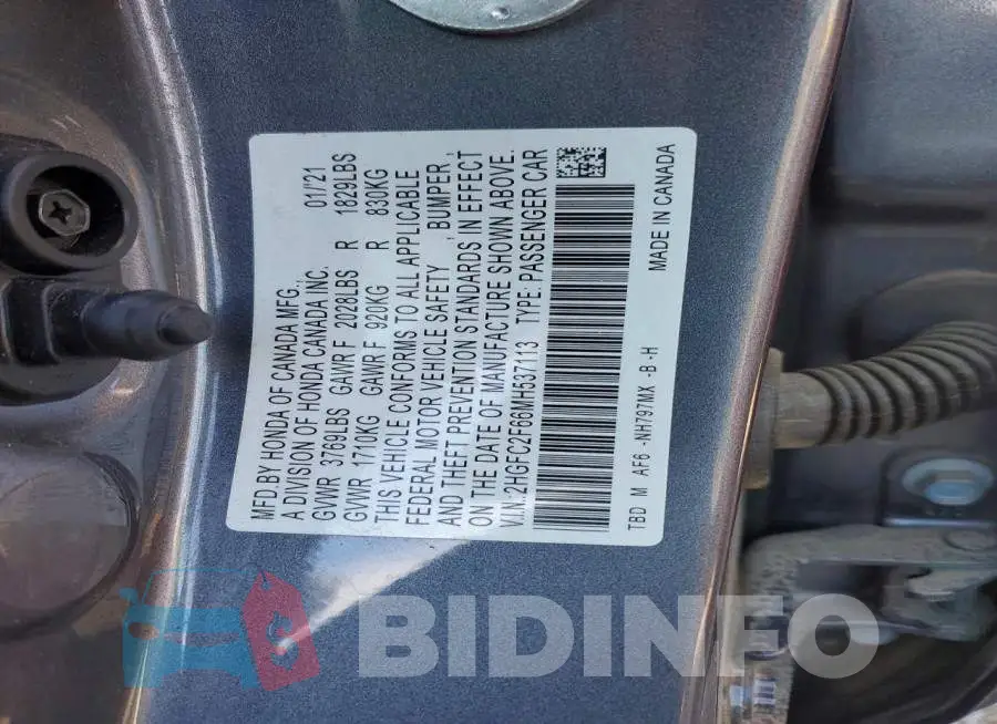2HGFC2F66MH537113 Photo# 12