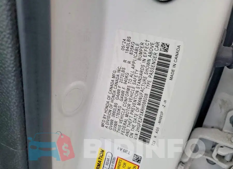 2HGFE2F5XRH588008 Photo# 12