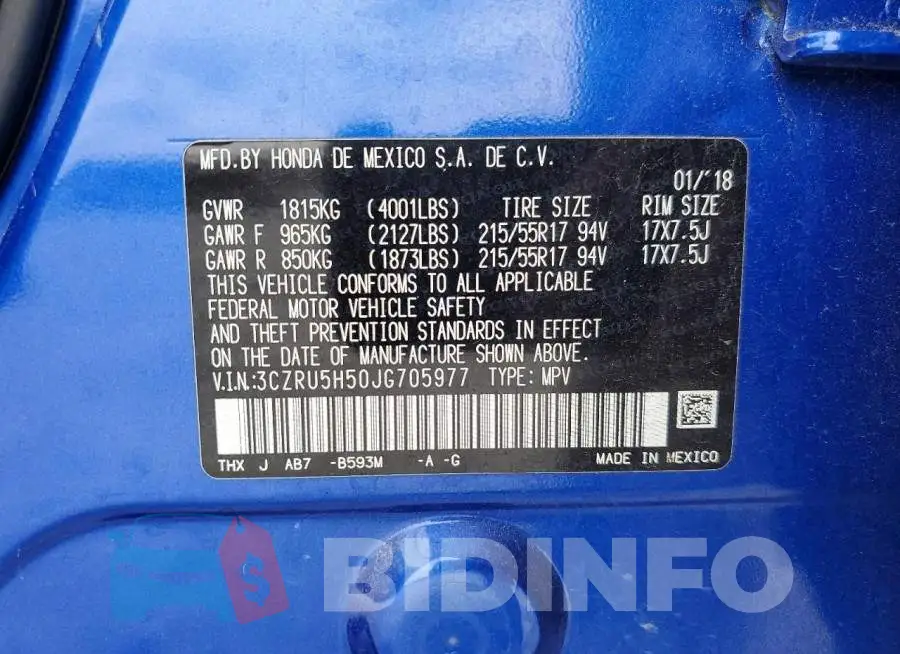 3CZRU5H50JG705977 Photo# 12