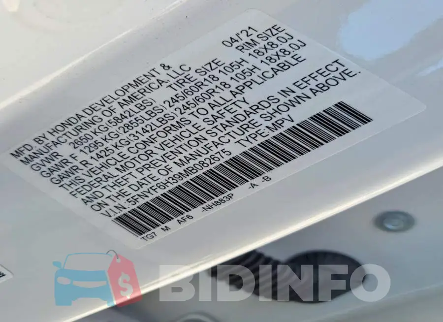 5FNYF6H39MB082675 Photo# 13