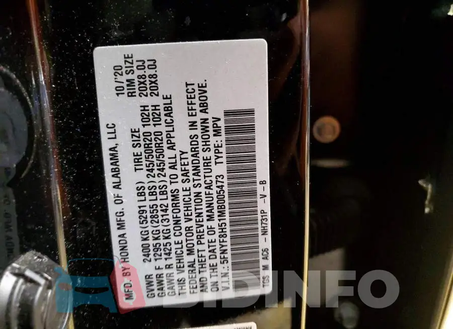 5FNYF8H51MB005473 Photo# 13
