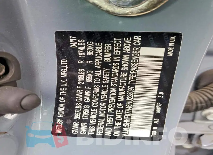 SHHFK7H46HU228097 Photo# 12