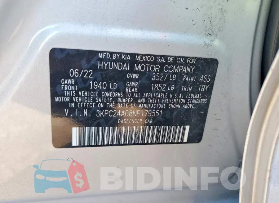 3KPC24A68NE179551 Photo# 13