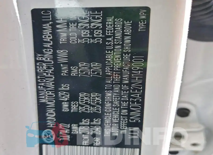 5NMJF3AE2NH149001 Photo# 13