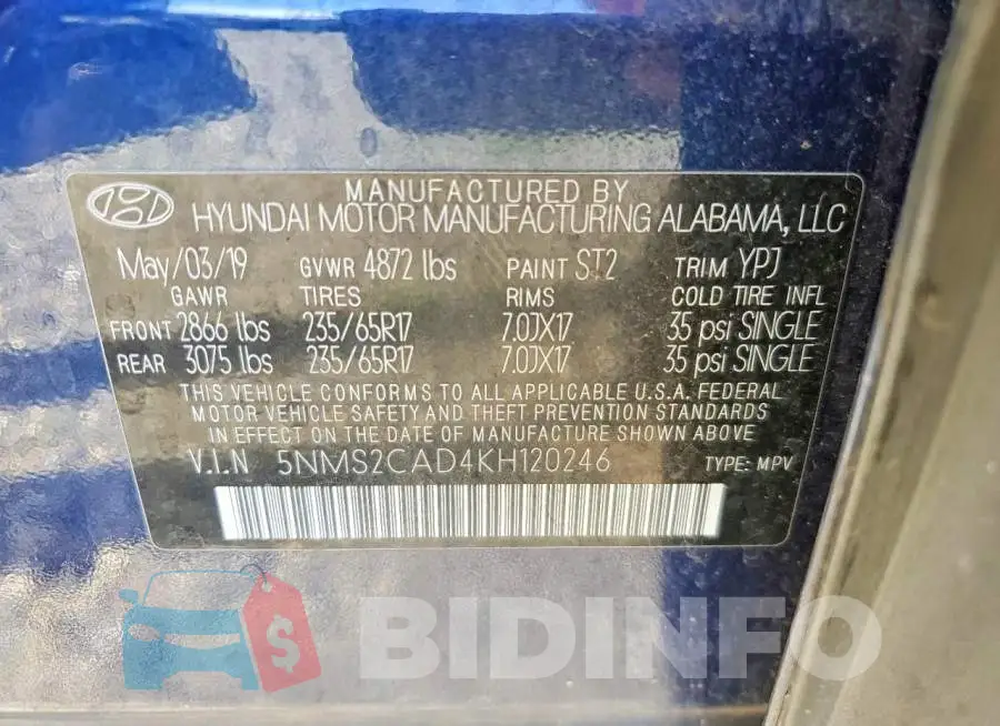 5NMS2CAD4KH120246 Photo# 12