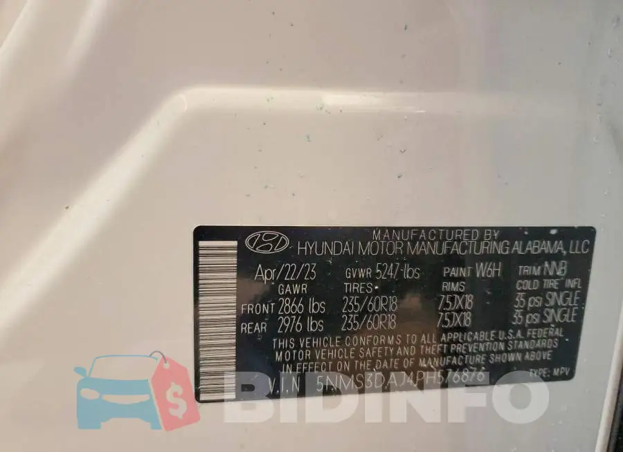 5NMS3DAJ4PH576876 Photo# 13