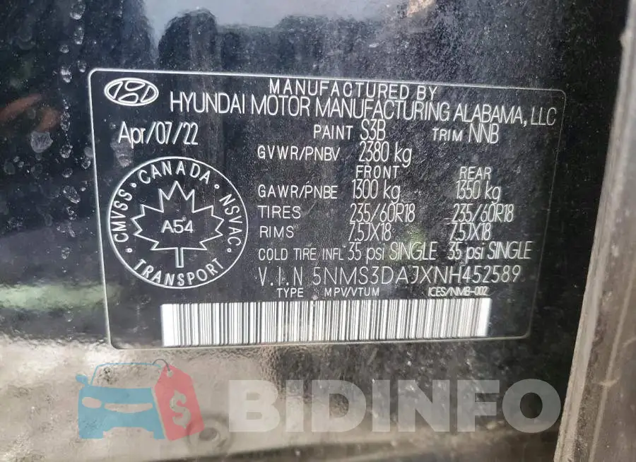 5NMS3DAJXNH452589 Photo# 13