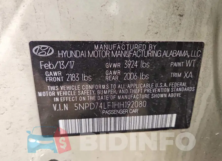 5NPD74LF1HH192080 Photo# 12