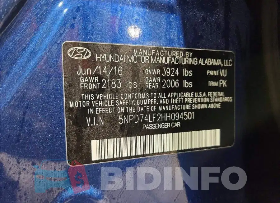 5NPD74LF2HH094501 Photo# 12