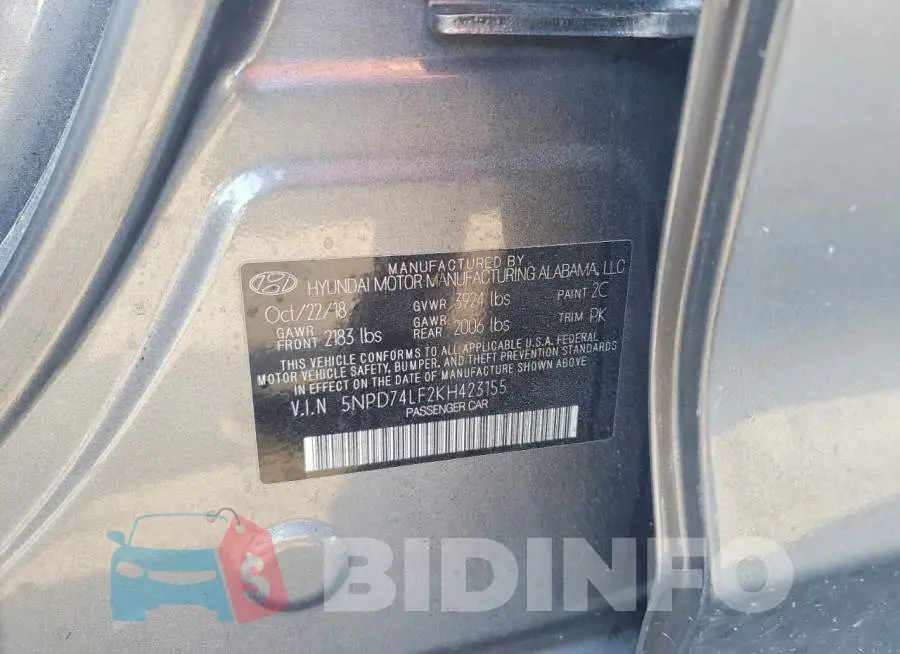 5NPD74LF2KH423155 Photo# 12