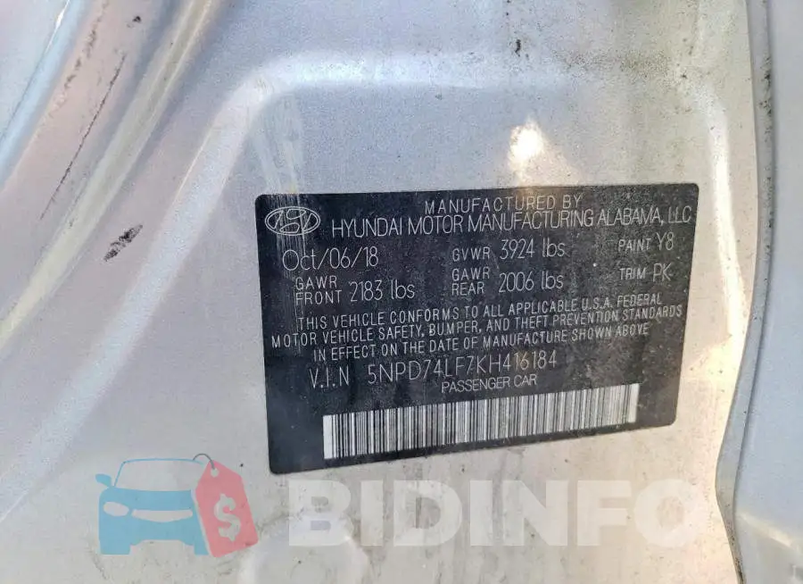 5NPD74LF7KH416184 Photo# 12