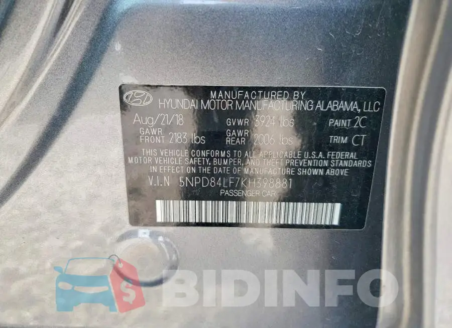 5NPD84LF7KH398881 Photo# 12