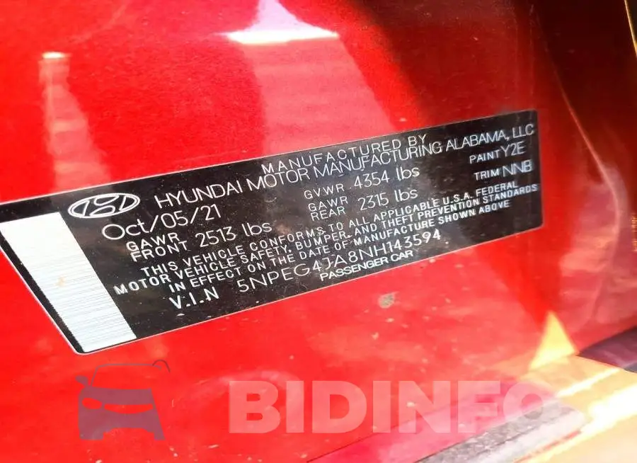 5NPEG4JA8NH143594 Photo# 12