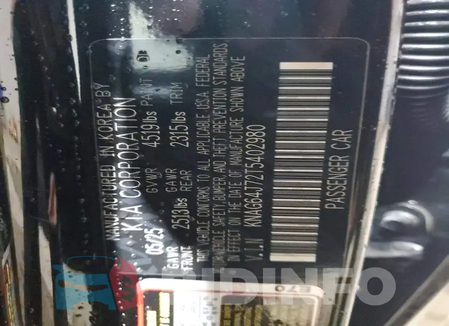 KNAG64J72T5402980 Photo# 12