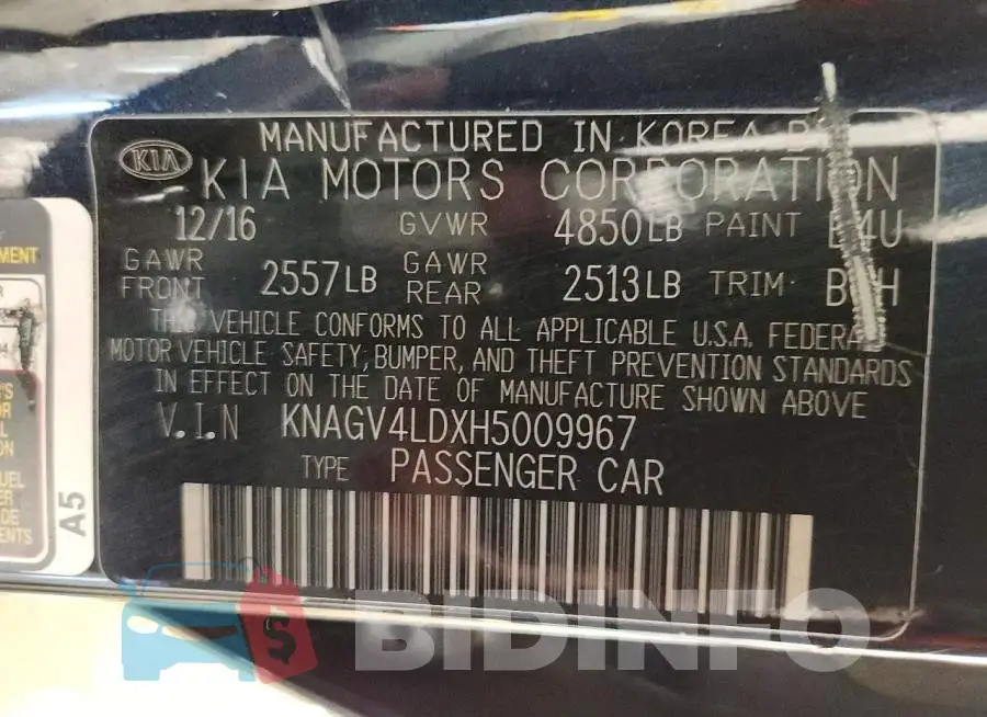 KNAGV4LDXH5009967 Photo# 12