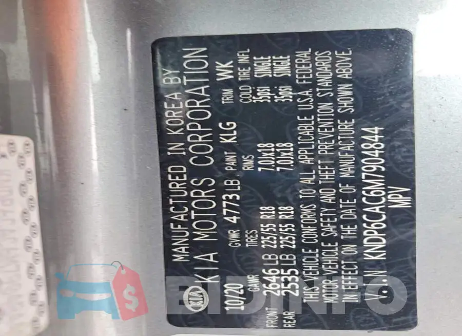 KNDP6CAC6M7904844 Photo# 14
