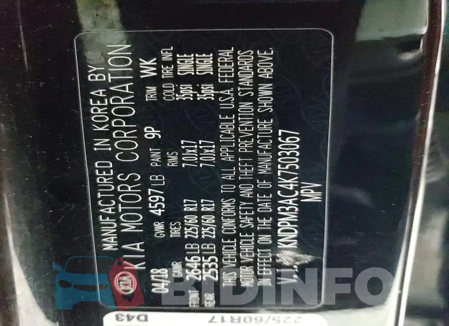 KNDPM3AC4K7503067 Photo# 14