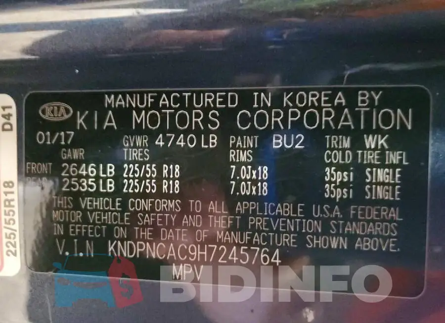 KNDPNCAC9H7245764 Photo# 13