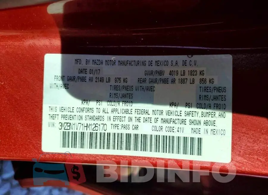 3MZBN1V71HM126170 Photo# 12