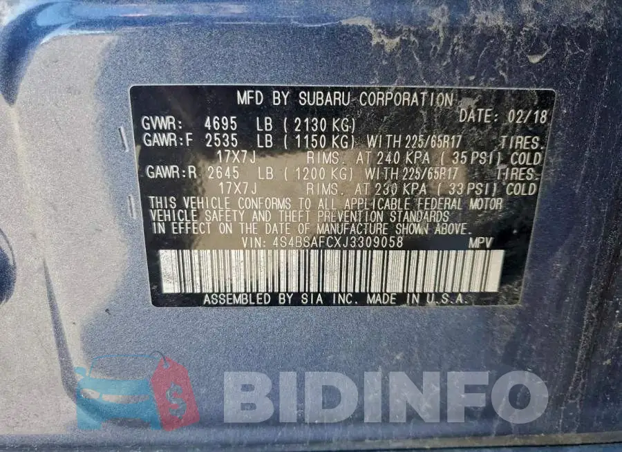 4S4BSAFCXJ3309058 Photo# 13