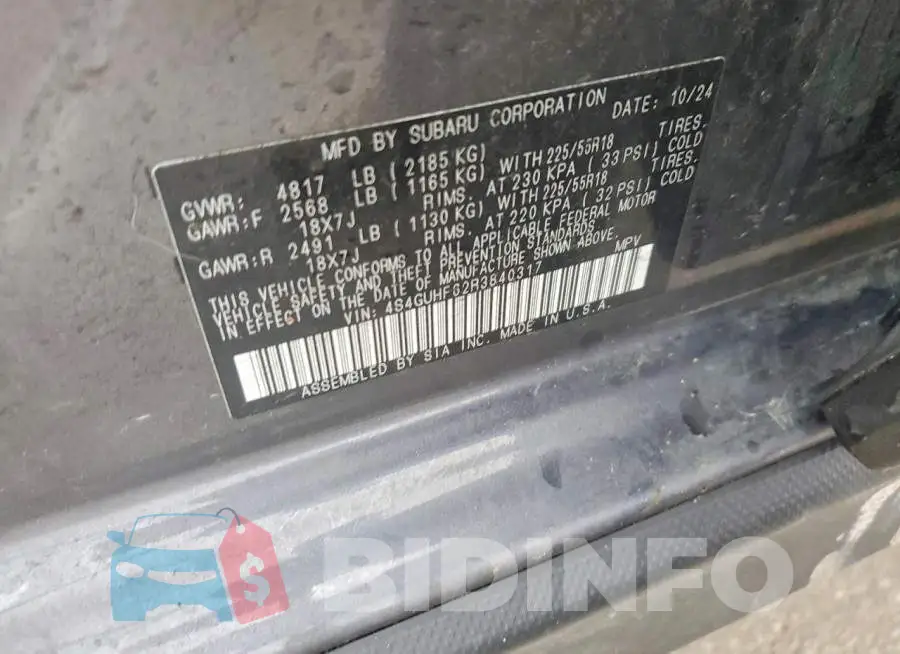 4S4GUHF62R3840317 Photo# 13