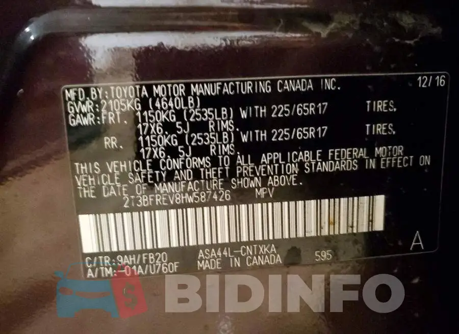 2T3BFREV8HW587426 Photo# 13