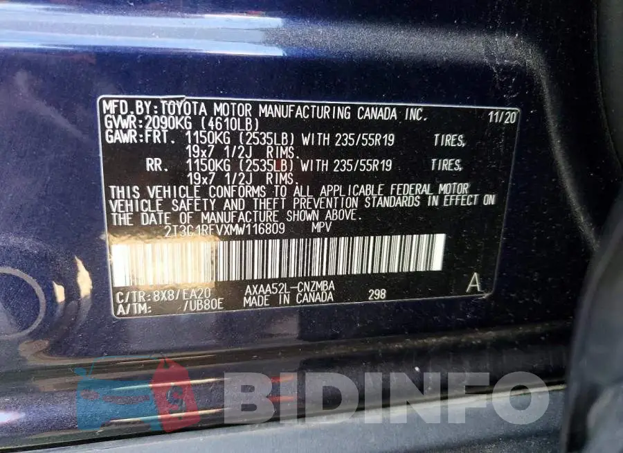 2T3C1RFVXMW116809 Photo# 13